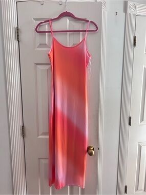 See You Monday Pink and Orange Ombre Maxi Slip Dress